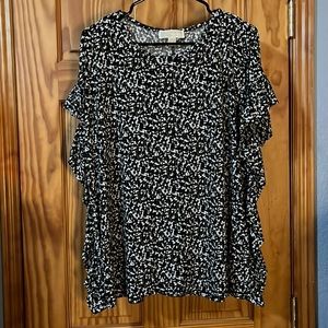 Michael Kors green, black, and white patterned shirt